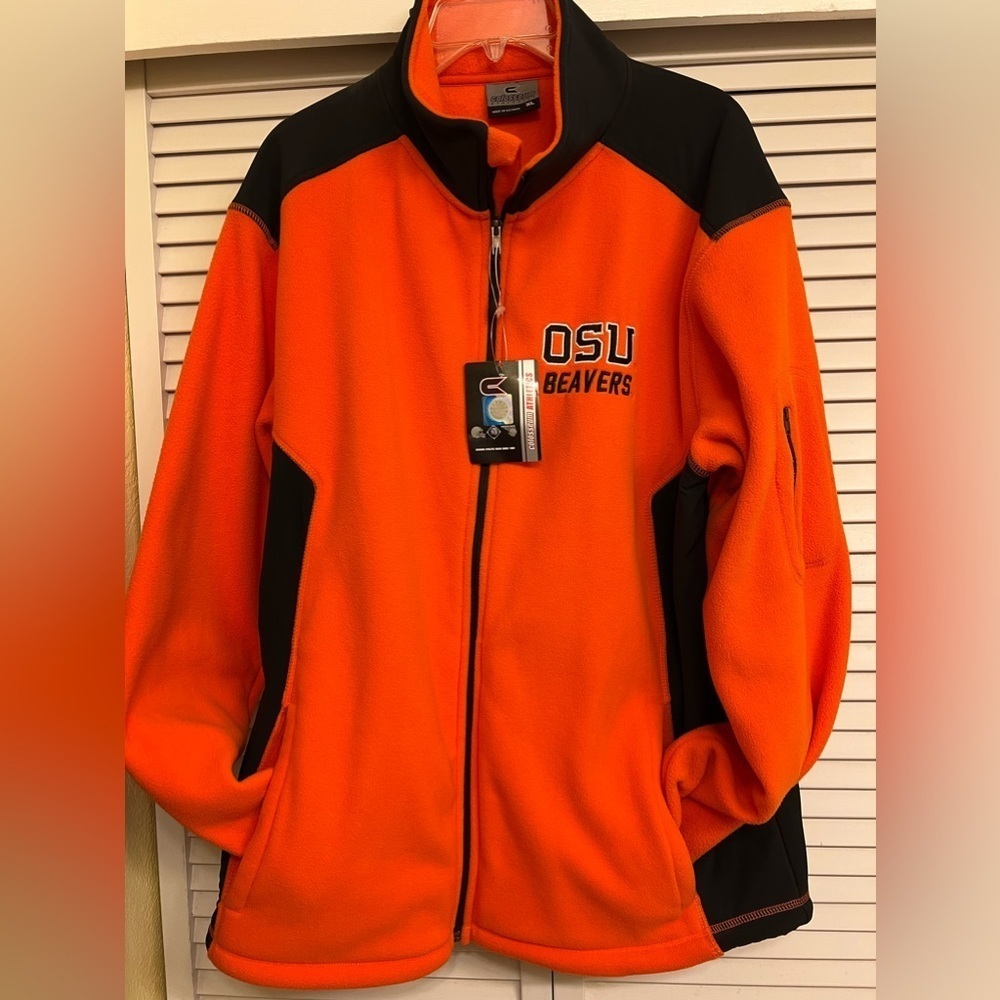 Oregon State Beavers NEW OSU Men’s Fleece Jacket Full Zip Up Sz XL Orange Coat